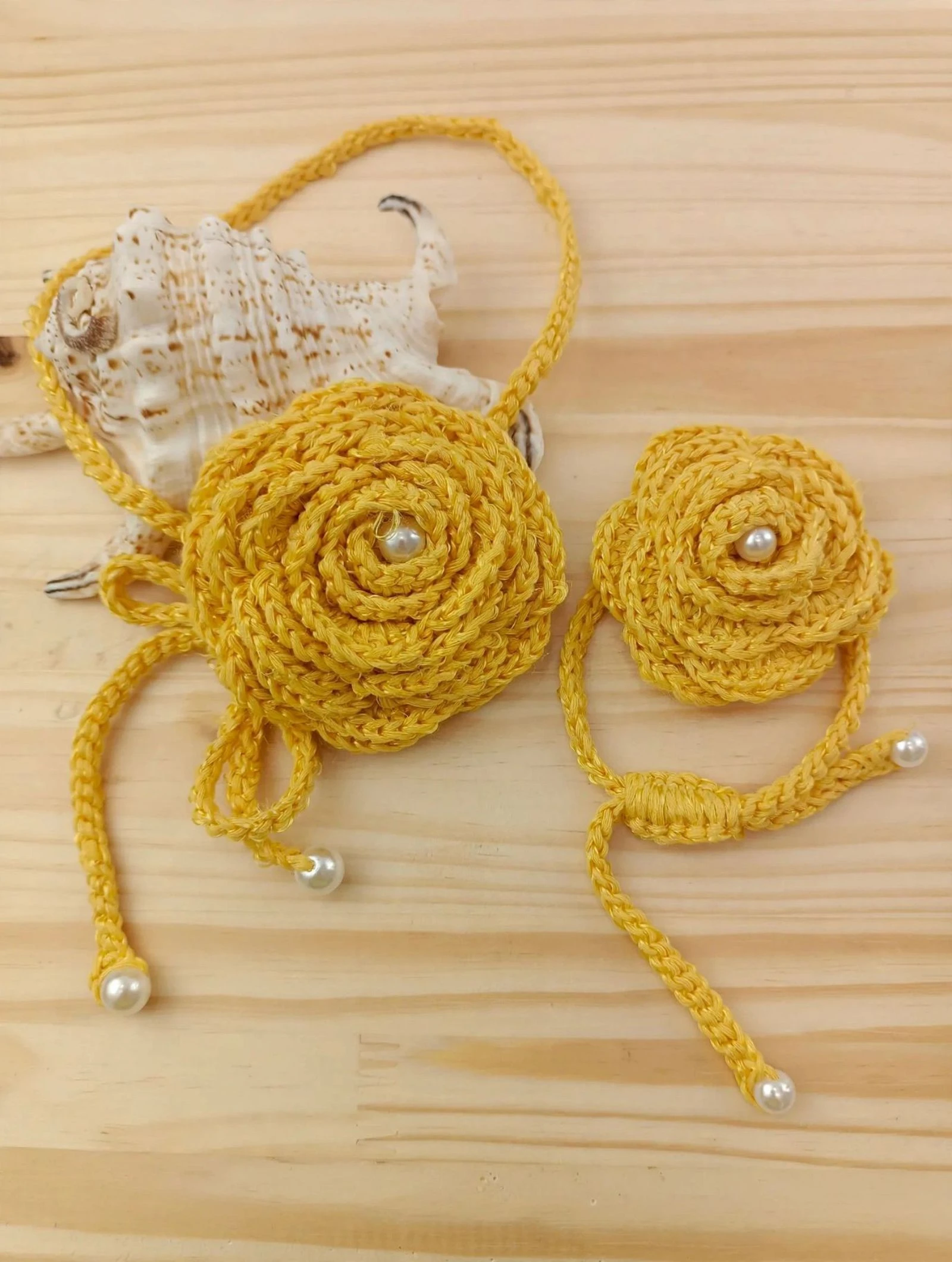 Conjunto de colar e pulseira de croché – photo 3